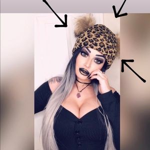 Leopard Print PomPom Beanie